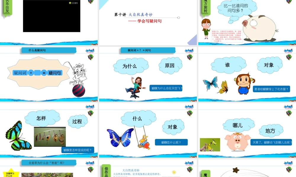 19春快乐魔方作文启蒙篇 第10讲：大自然真奇妙 ——学会写疑问句（课件）.pptx