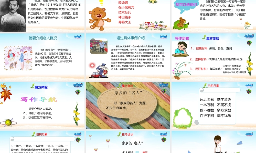 1秋快乐魔方作文升级版升华篇第4讲：家乡的“名人”——介绍名人事迹（ppt）.ppt