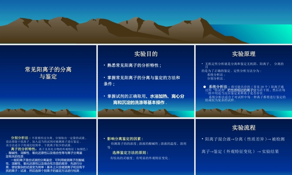 实验 常见阳离子的分离.ppt