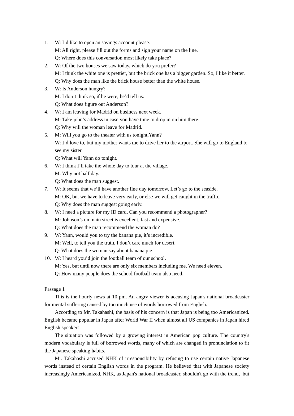 听力综合练习Model Test 9原文.docx_第1页