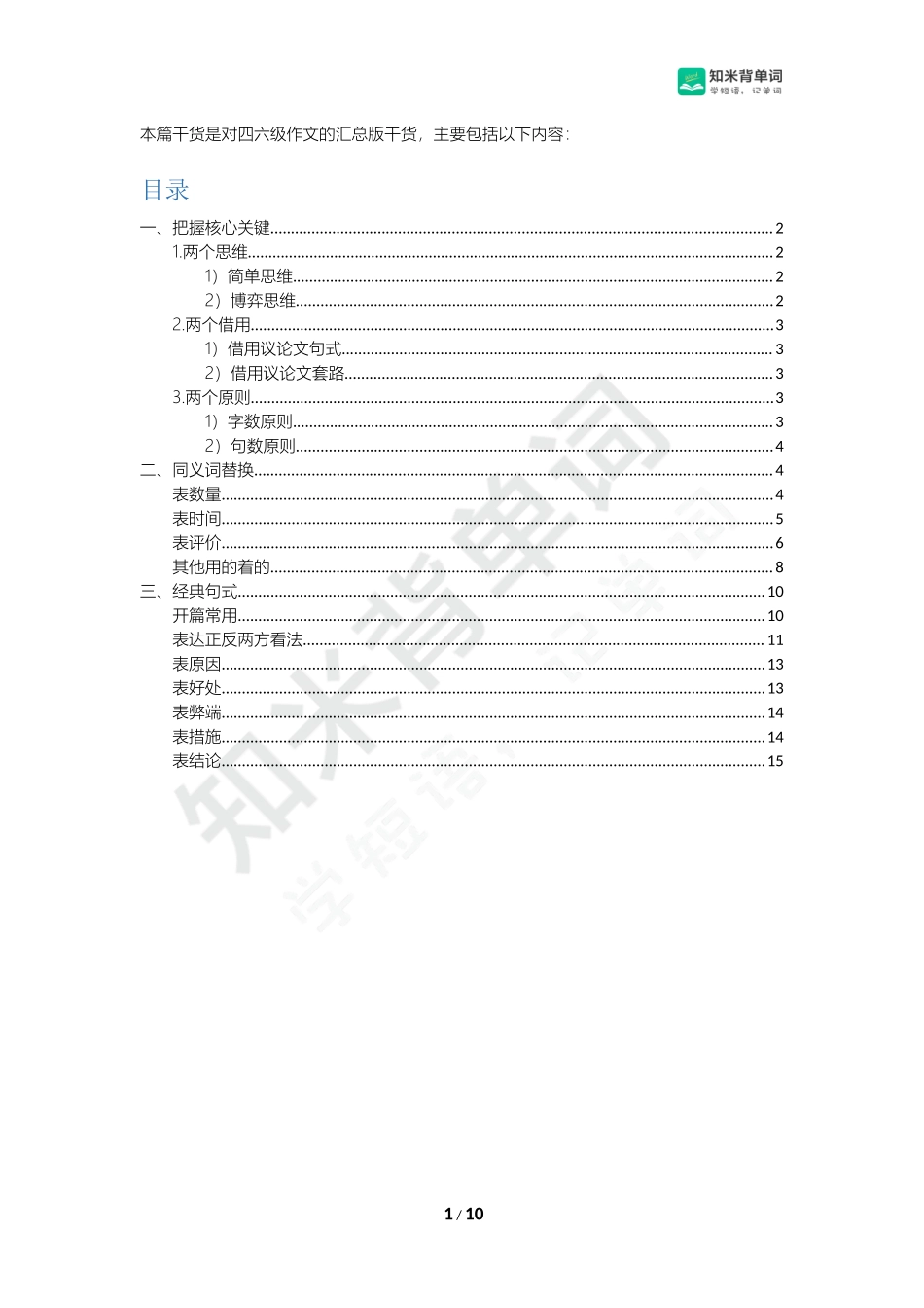 【知米原创】四六级-作文（写作方法和原则同义词替换句型）【更多资料加入【公·众·号：HappyRan】】.docx_第1页