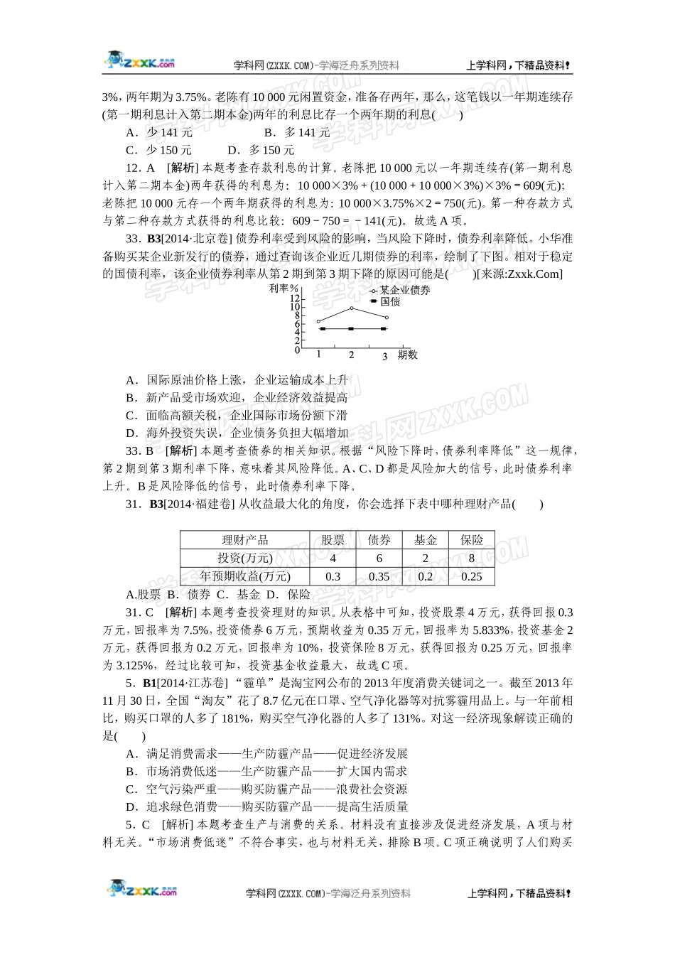 2014年高考政治（高考真题+模拟新题）分类汇编：B 生产、劳动与经营.doc_第3页