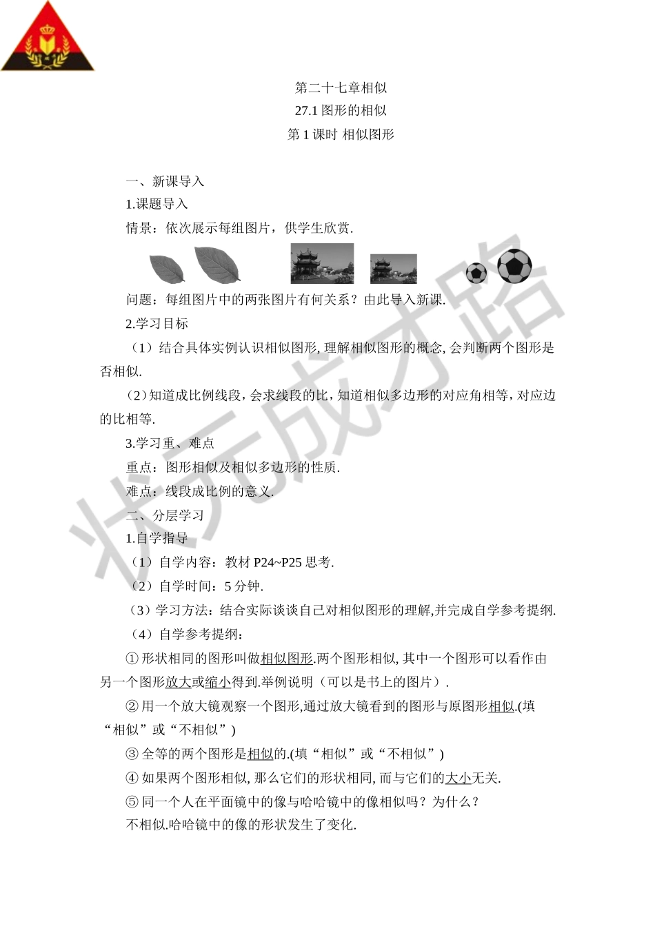 第1课时 相似图形（导学案）.doc_第1页