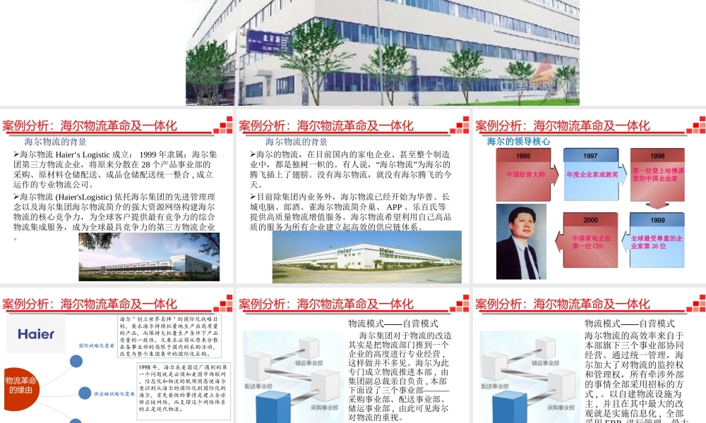 案例分析-5 海尔物流革命一体化.ppt