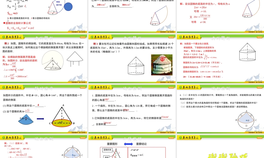 3.8.3 圆锥的侧面积和全面积.pptx
