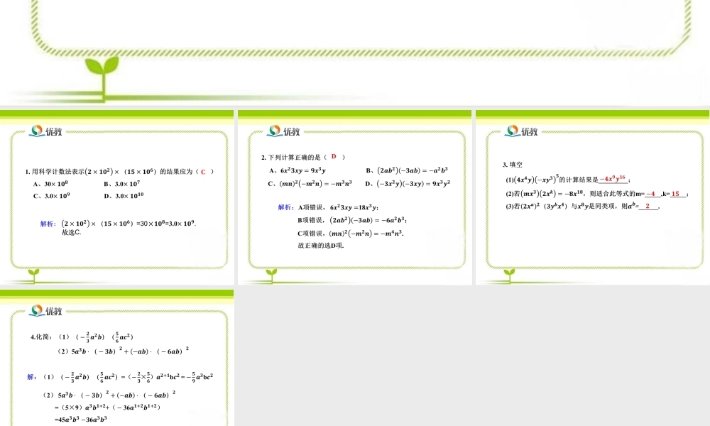 《整式的乘法（第1课时）》即时练习2.ppt