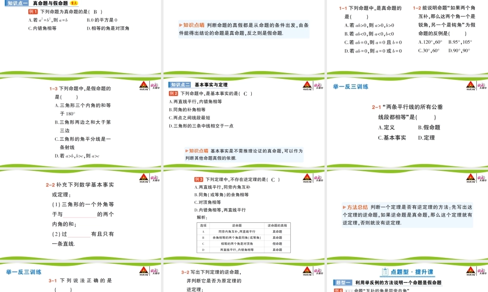 第2课时 真命题、假命题与定理.pptx