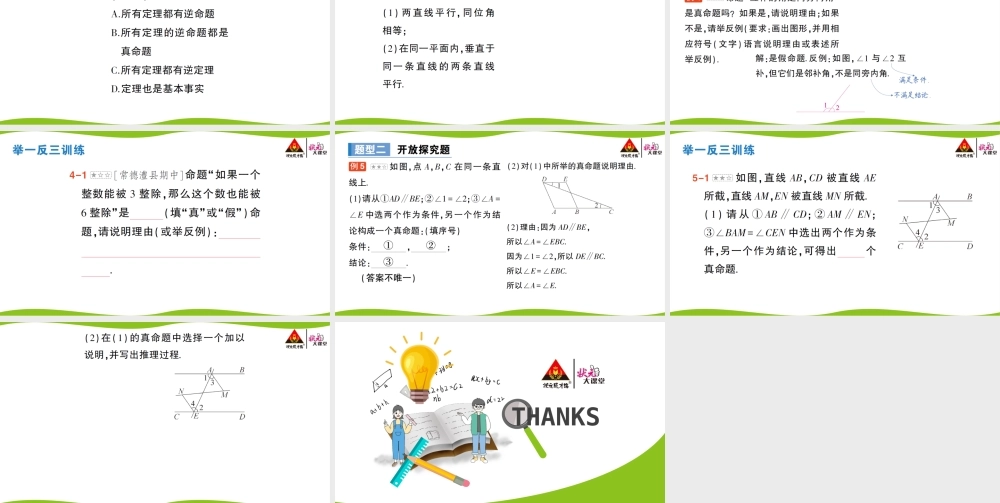 第2课时 真命题、假命题与定理.pptx
