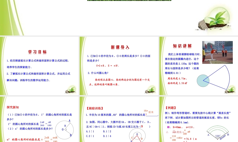 《弧长及扇形的面积》参考课件.ppt