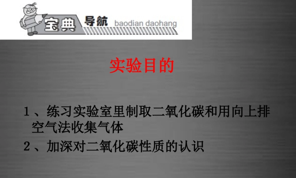 【高效课堂宝典训练】九年级化学上册 第6单元 实验活动2 二氧化碳的实验室制取和性质课件 （新版）新人教版.ppt