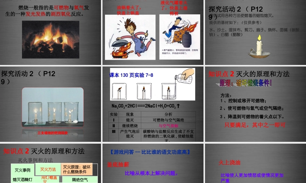 【高效课堂宝典训练】九年级化学上册 第7单元 课题1 燃烧与灭火课件1 （新版）新人教版.ppt