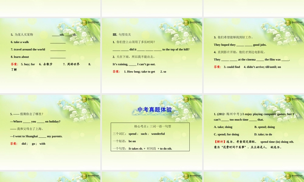 【金榜学案】七年级英语下册 Module 10 A holiday journey模块复习课课件 .ppt