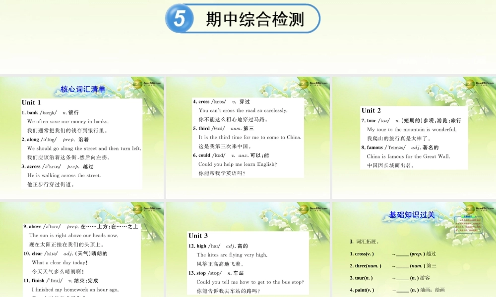 【金榜学案】七年级英语下册 Module 6 Around town模块复习课课件 .ppt