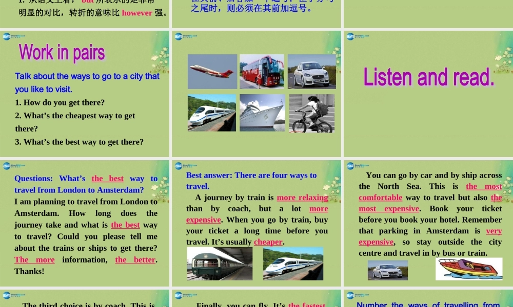 【倍速课时学练】八年级英语上册 Module 4 Unit 2 What is the best way to travel课件 .ppt