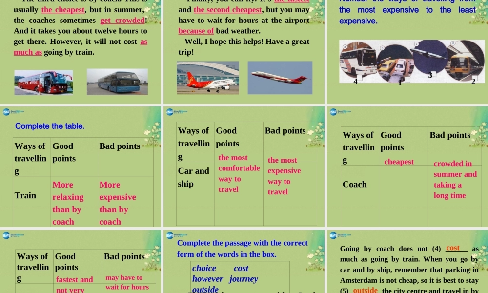 【倍速课时学练】八年级英语上册 Module 4 Unit 2 What is the best way to travel课件 .ppt