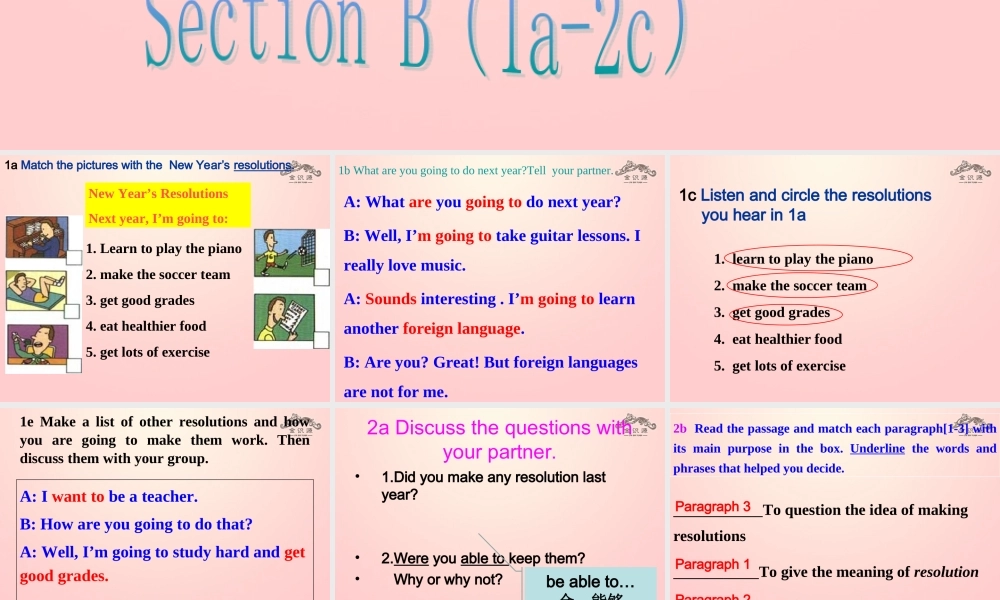 【金识源】七年级英语下册 Unit 2 I'm going to study computer science Section B(1a-2c)课件 .ppt