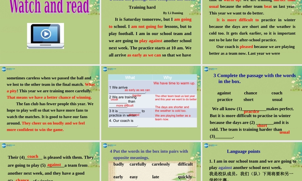 【倍速课时学练】八年级英语上册 Module 3 Unit 2 This year we practise more carefully课件 .ppt