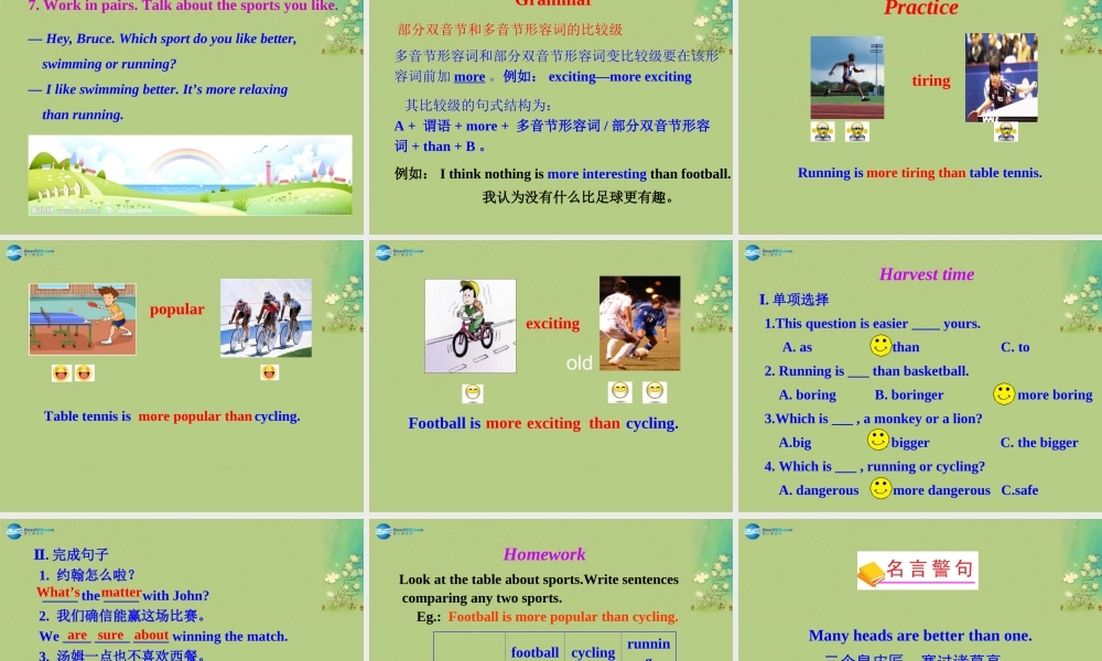 【倍速课时学练】八年级英语上册 Module 3 Unit 1 Nothing is more exciting than playing tennis课件 .ppt