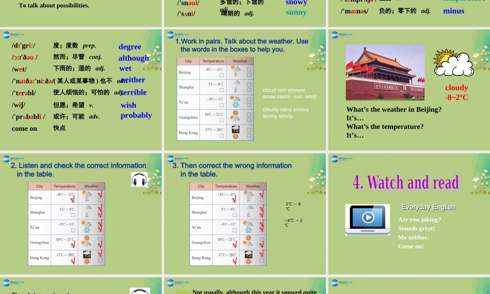 【倍速课时学练】八年级英语上册 Module 10 Unit 1 It might snow课件 .ppt