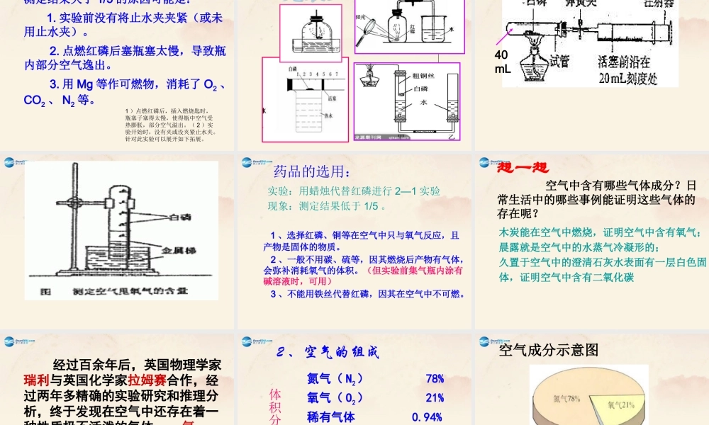【倍速课时学练】九年级化学上册 第2章 第一节 多种物质组成的空气课件 沪教版.ppt