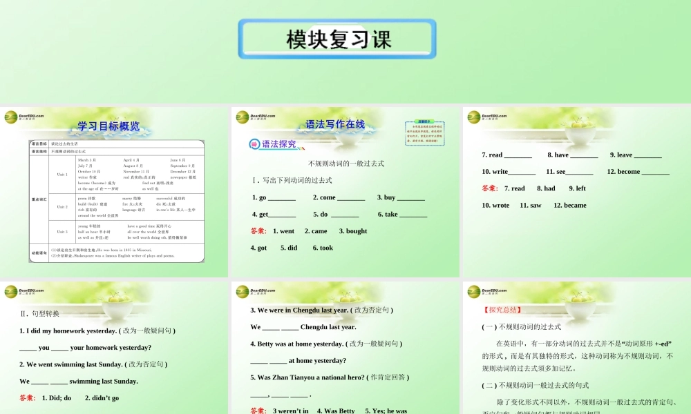 【金榜学案】七年级英语下册 Module 9 Life history课件 .ppt