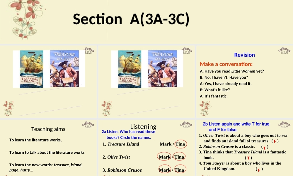 【金识源】八年级英语上册 Unit 6 Have you read Treasure Island yet（第2课时）课件 .ppt