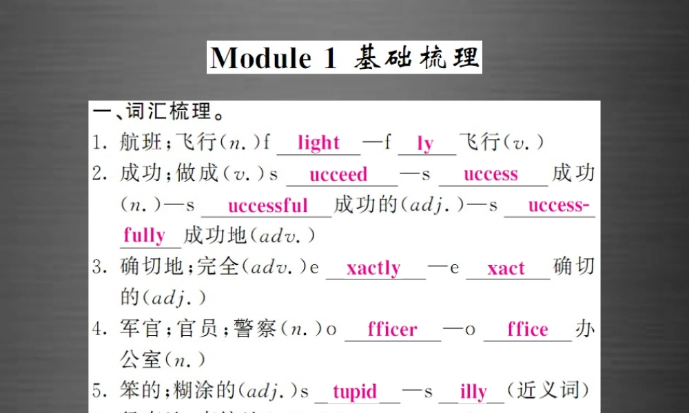 【课堂内外】九年级英语下册 Module 1 Travel基础梳理课件 .ppt