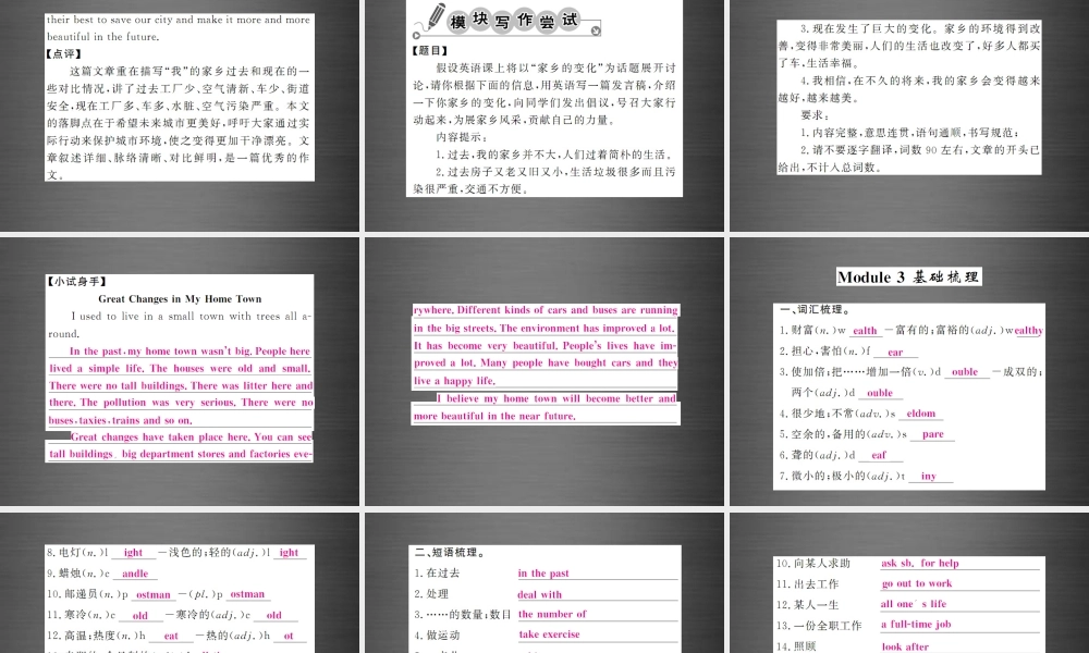 【课堂内外】九年级英语下册 Module 3 Life now and then语法精讲精练课件 .ppt