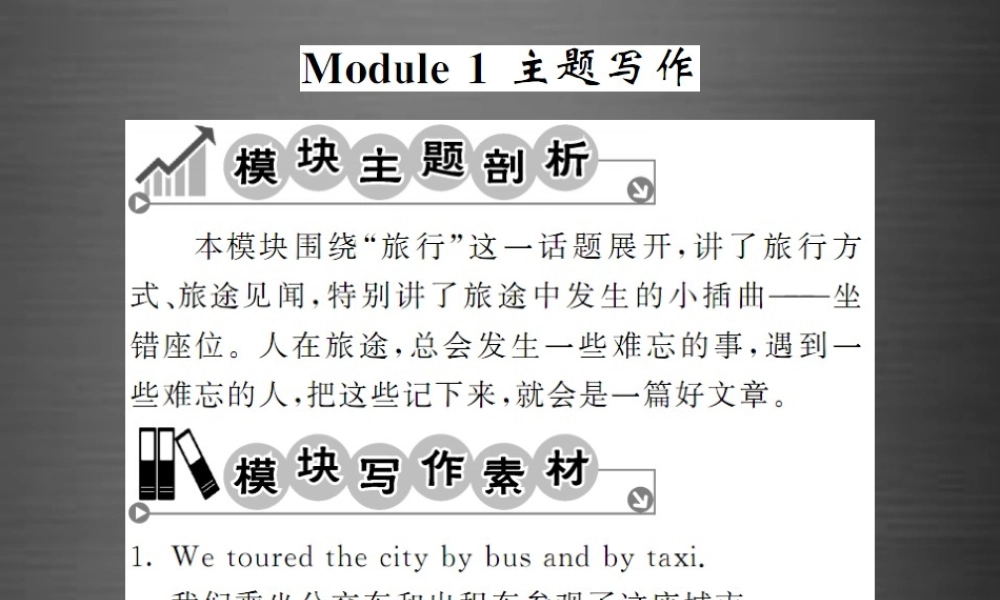 【课堂内外】九年级英语下册 Module 1 Travel主题写作课件 .ppt