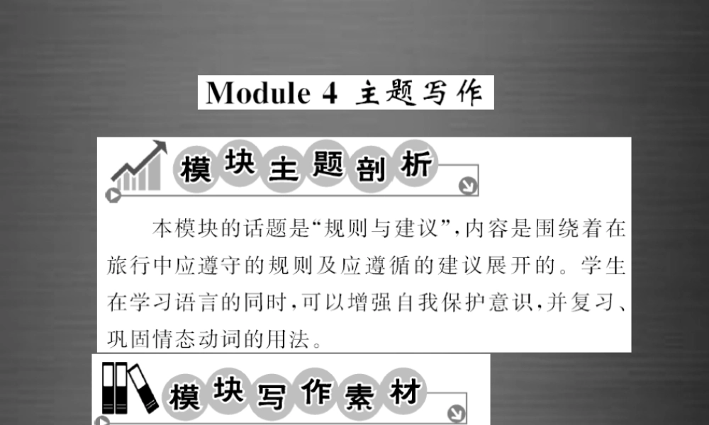 【课堂内外】九年级英语下册 Module 4 Rules and suggestions主题写作课件 .ppt