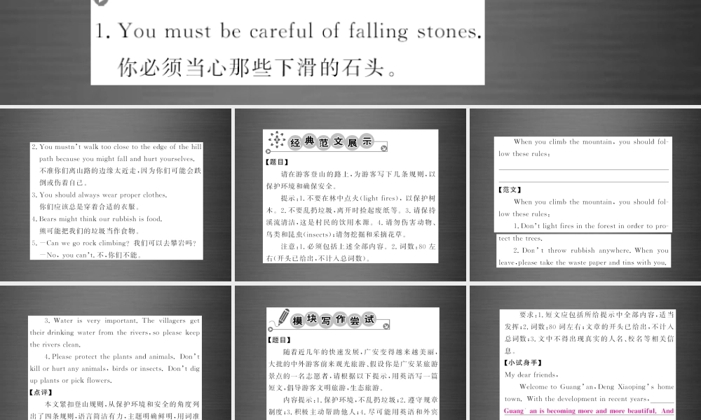 【课堂内外】九年级英语下册 Module 4 Rules and suggestions主题写作课件 .ppt