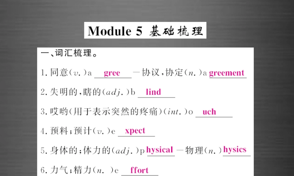 【课堂内外】九年级英语下册 Module 5 Look after yourself基础梳理课件 .ppt
