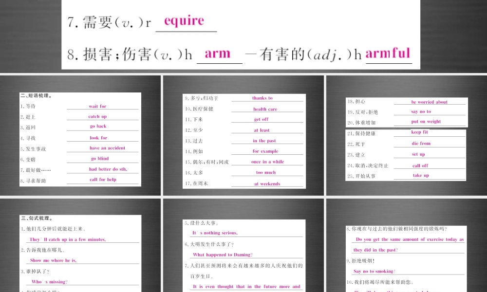 【课堂内外】九年级英语下册 Module 5 Look after yourself基础梳理课件 .ppt