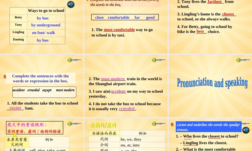 安徽省长丰县下塘实验中学八年级英语上册 Module 4 Planes, Ships and trains Unit 1 He lives the farthest from school课件 .ppt