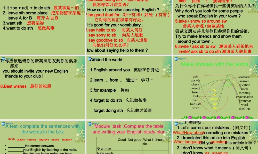 八年级英语上册 Module 1 Unit 3 Language in use！课件（2）.ppt