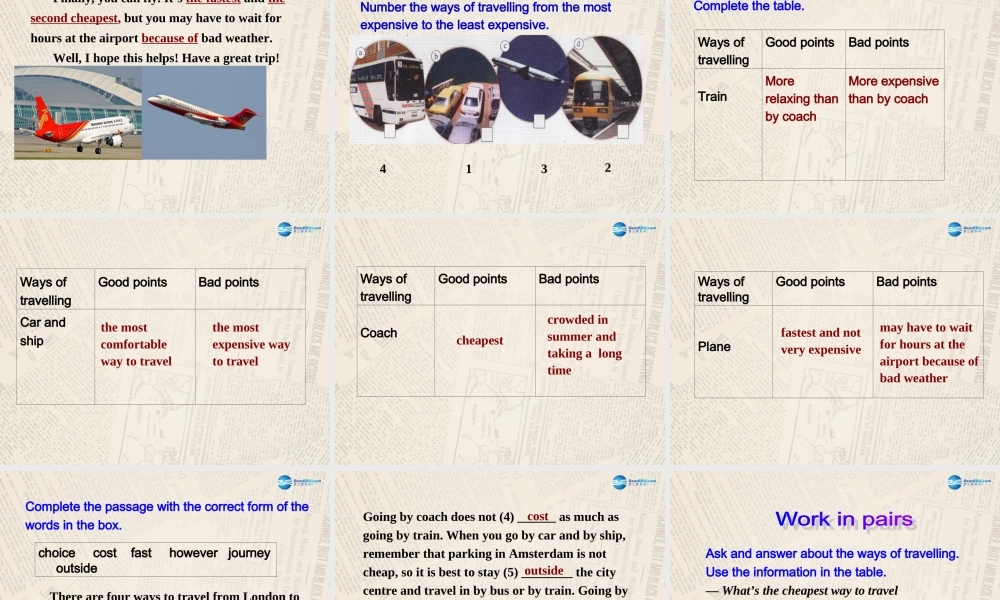 八年级英语上册 Module 4 Unit 2 What is the best way to travel课件 .ppt