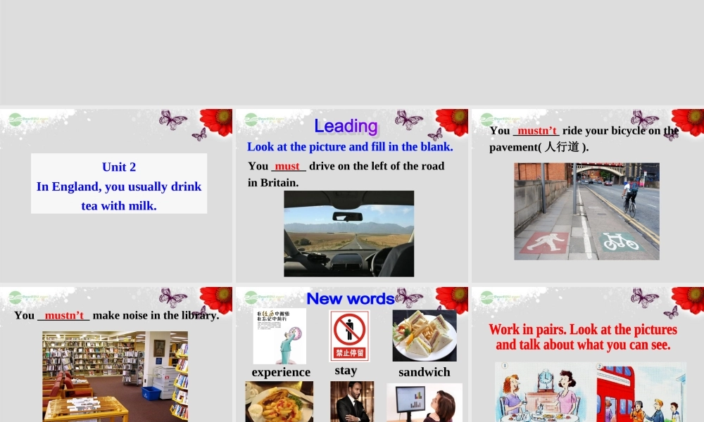 八年级英语上册 Module 11 Way of life Unit 2 In England, you usually drink tea with milk课件 .ppt