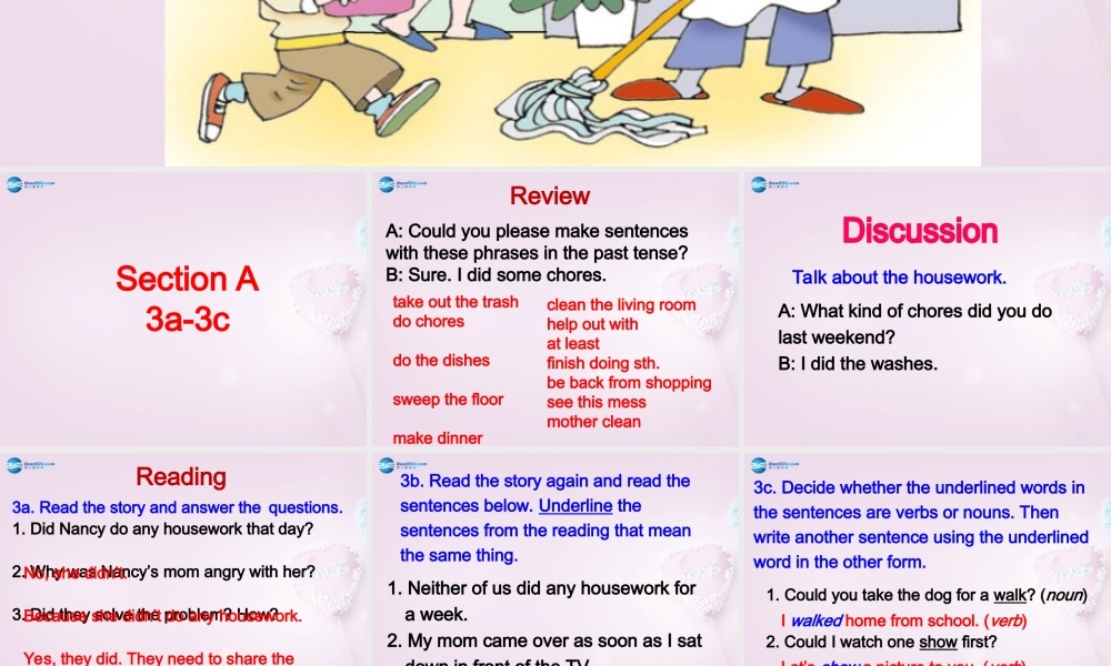 八年级英语上册 Unit 1 Could you please clean your room？SectionA 3a-3c精品课件 .ppt