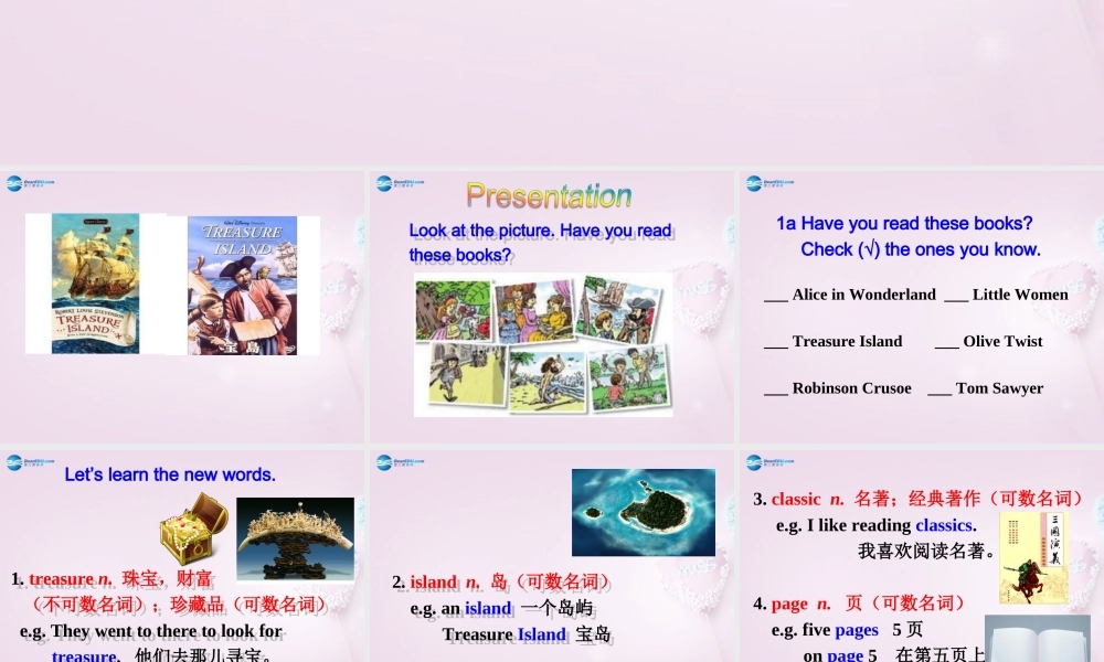 八年级英语上册 Unit 6 Have you read Treasure Island yet？SectionA 1a-2d精品课件 .ppt