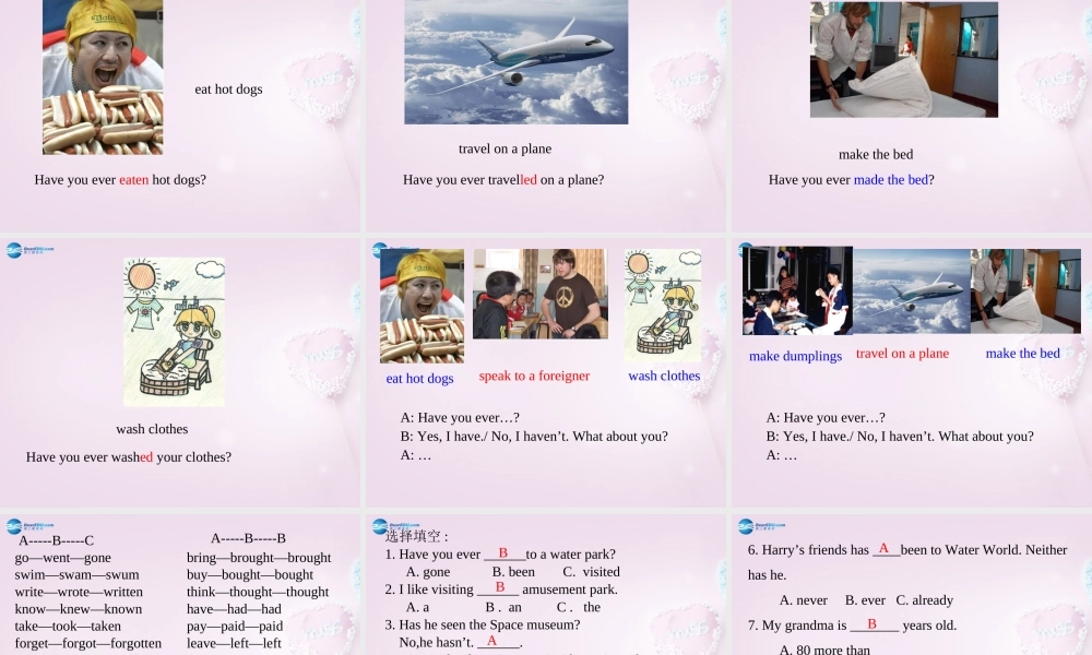 八年级英语下册 Unit 1 Have you ever been to an amusement park？Period 5课件 .ppt