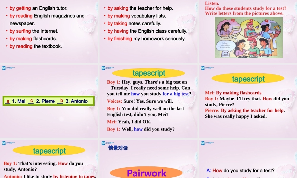 八年级英语下册 Unit 2 How do you study for a test？Section A Period 1课件 .ppt