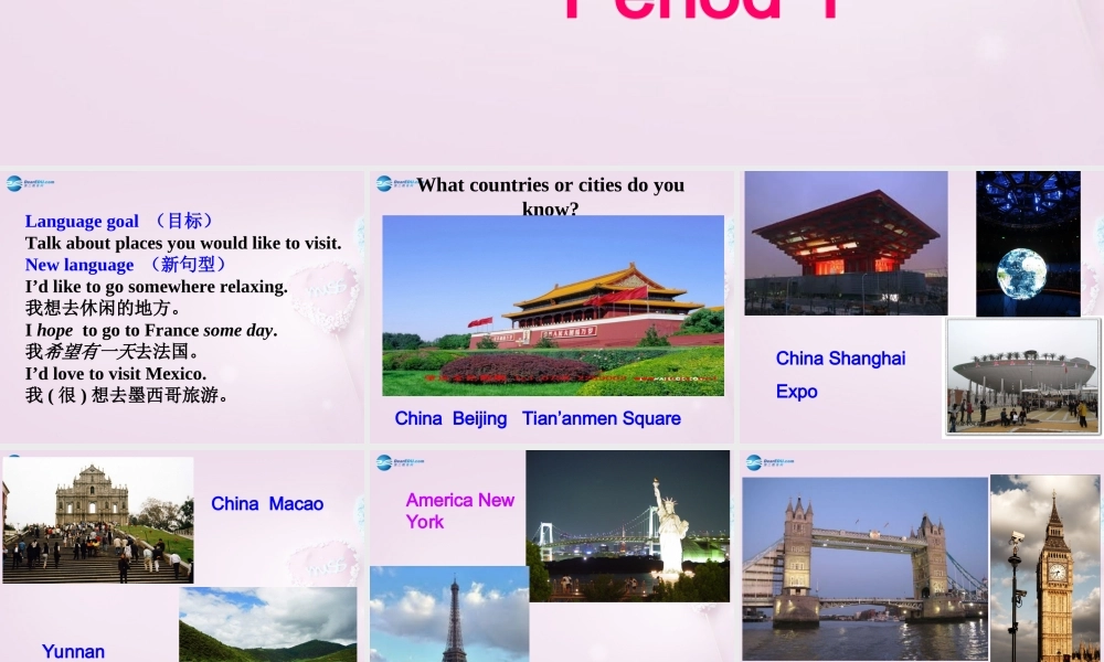 八年级英语下册 Unit 6 Where would you like to visit？Period 1课件 .ppt