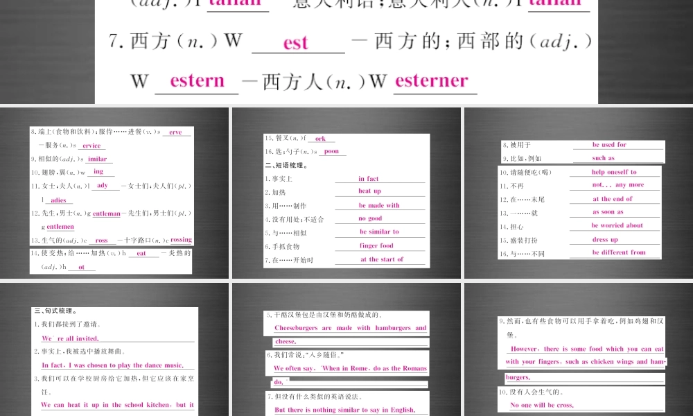 【课堂内外】九年级英语下册 Module 6 Eating together基础梳理课件 .ppt