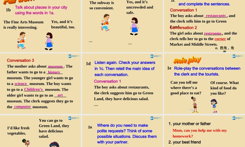 Unit 12 Could you please tell me where the restrooms are Section B（1a-2d）精品课件 .ppt