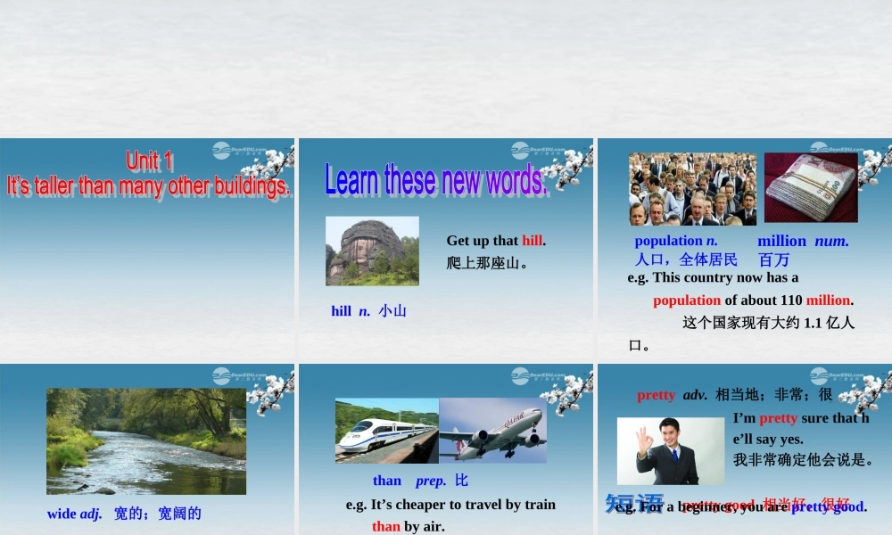 八年级英语上册 Module 2 My hometown and my country Unit 1 It’s taller than many other buildings课件 .ppt