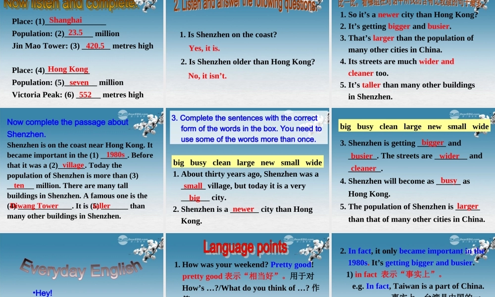 八年级英语上册 Module 2 My hometown and my country Unit 1 It’s taller than many other buildings课件 .ppt