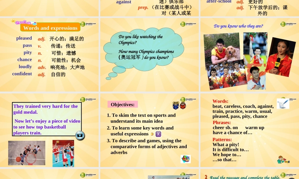 安徽省长丰县下塘实验中学八年级英语上册 Module 3 Sports Unit 2 This year we are training more carefully课件 .ppt