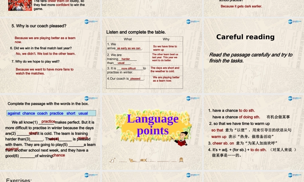 八年级英语上册 Module 3 Sports Unit 2 This year we practise more carefully课件2 .ppt