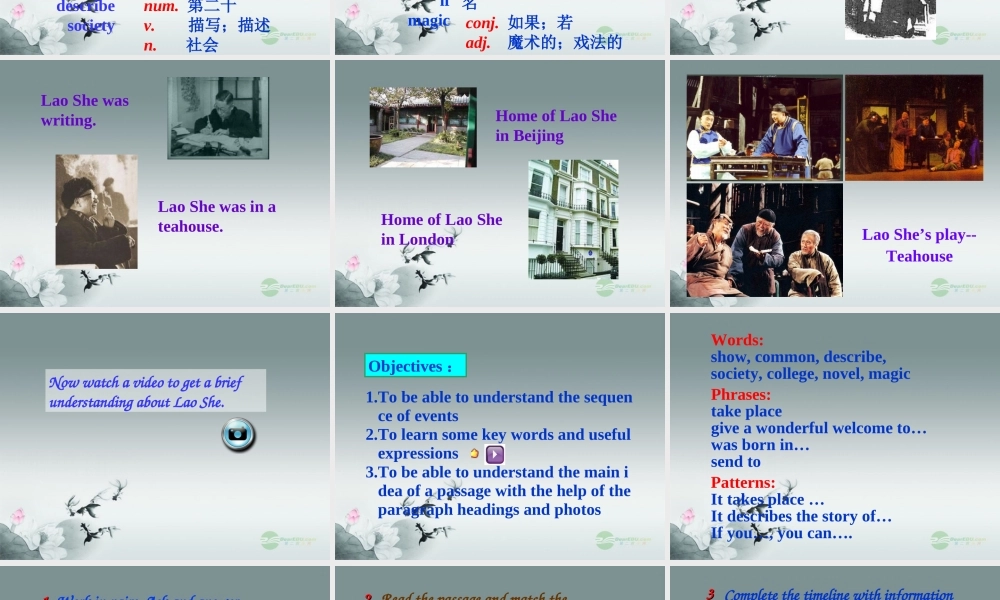 八年级英语上册 Module 5 Lao She Teahouse Unit 2 It describes the changes in Chinese society课件1 .ppt