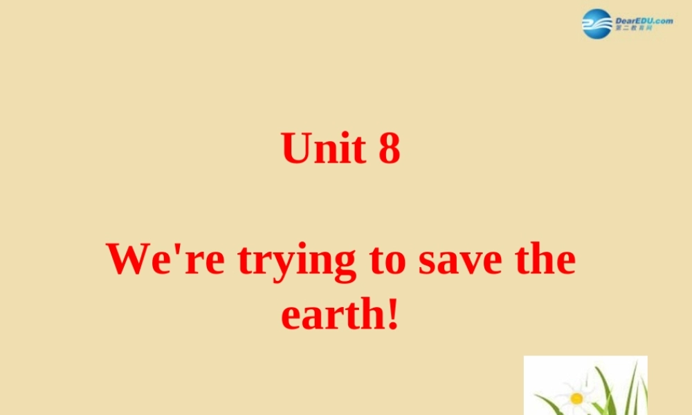 Unit 8 We’re trying to save the earth Section A（Grammar focus-4c）精品课件 .ppt